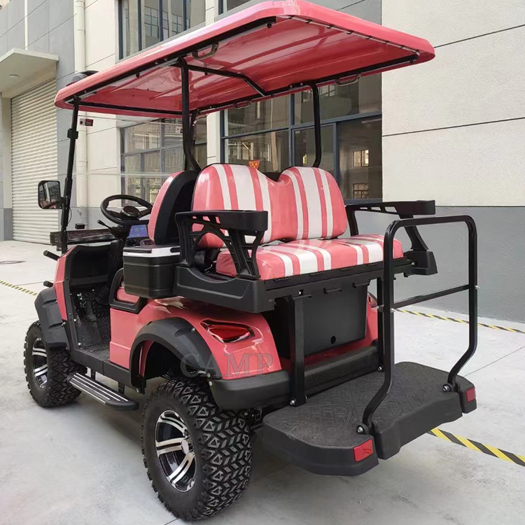 CAMP Pink New Design 4 Seats Battery Powered Electrical Golf Cart Lifted 48v 5kw Battery Lithium Club Car