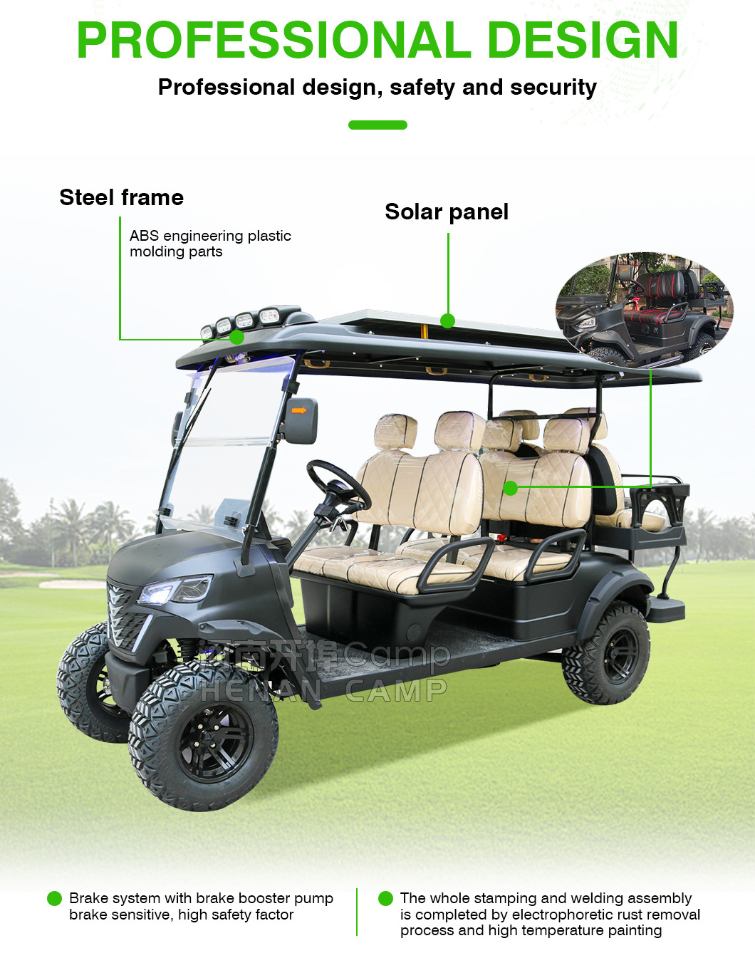 CAMP 2 to 6 seater golf cart lithium golf buggy Chinese electric golf carts 72v club car