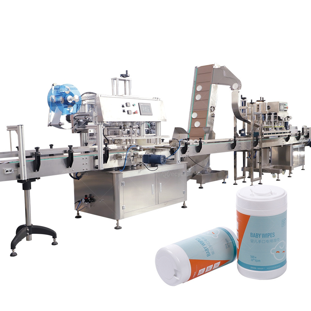 Canister Wet Wipes Production Line Slitting Rewinding Filling Sealing Capping Labeling Machine Wet Tissue Manufacturing Machine