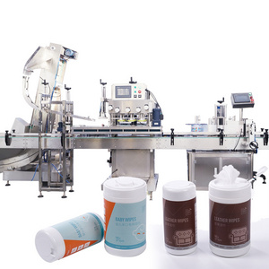 Canister Wet Wipes Production Line Slitting Rewinding Filling Sealing Capping Labeling Machine Wet Tissue Manufacturing Machine