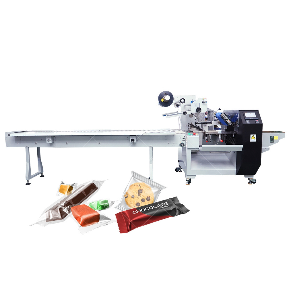 Food Candy Bread Bakery Cookies Biscuit Vegetables Flow Wrapping Packing Machine Automatic