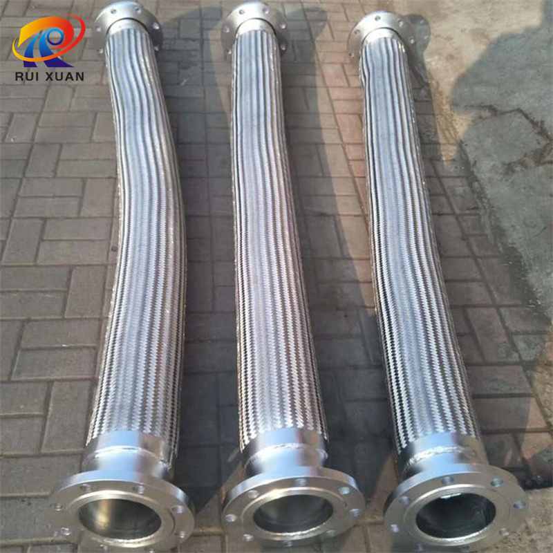 pipe compensation braided flexible metal hose  corrugated  with 304 stainless steel  flange