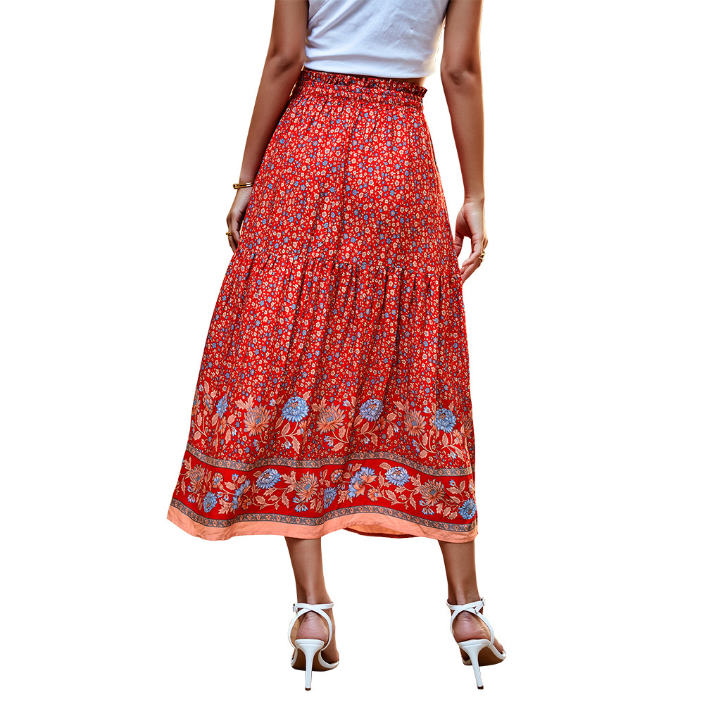 Elegant Temperament Large Swing  Skirt  Holiday Casual Floral Printed Skirts Product