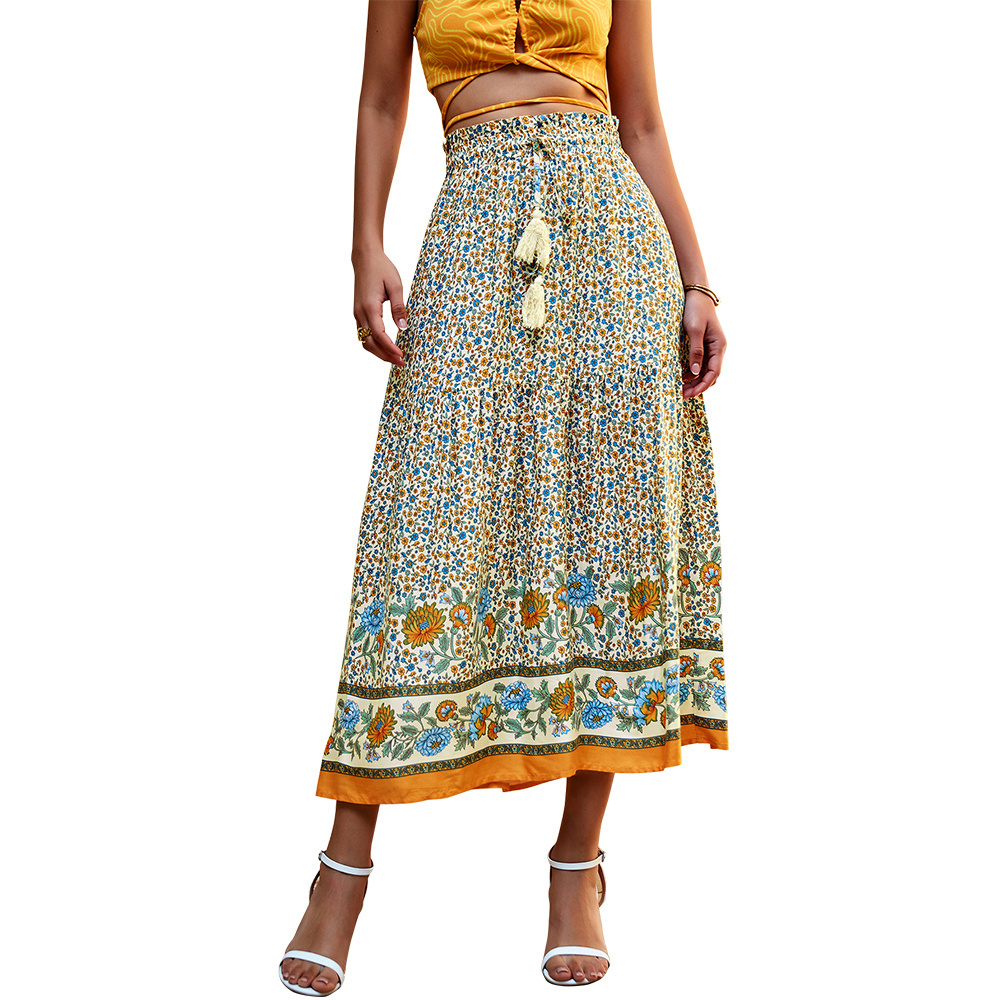 Elegant Temperament Large Swing  Skirt  Holiday Casual Floral Printed Skirts Product