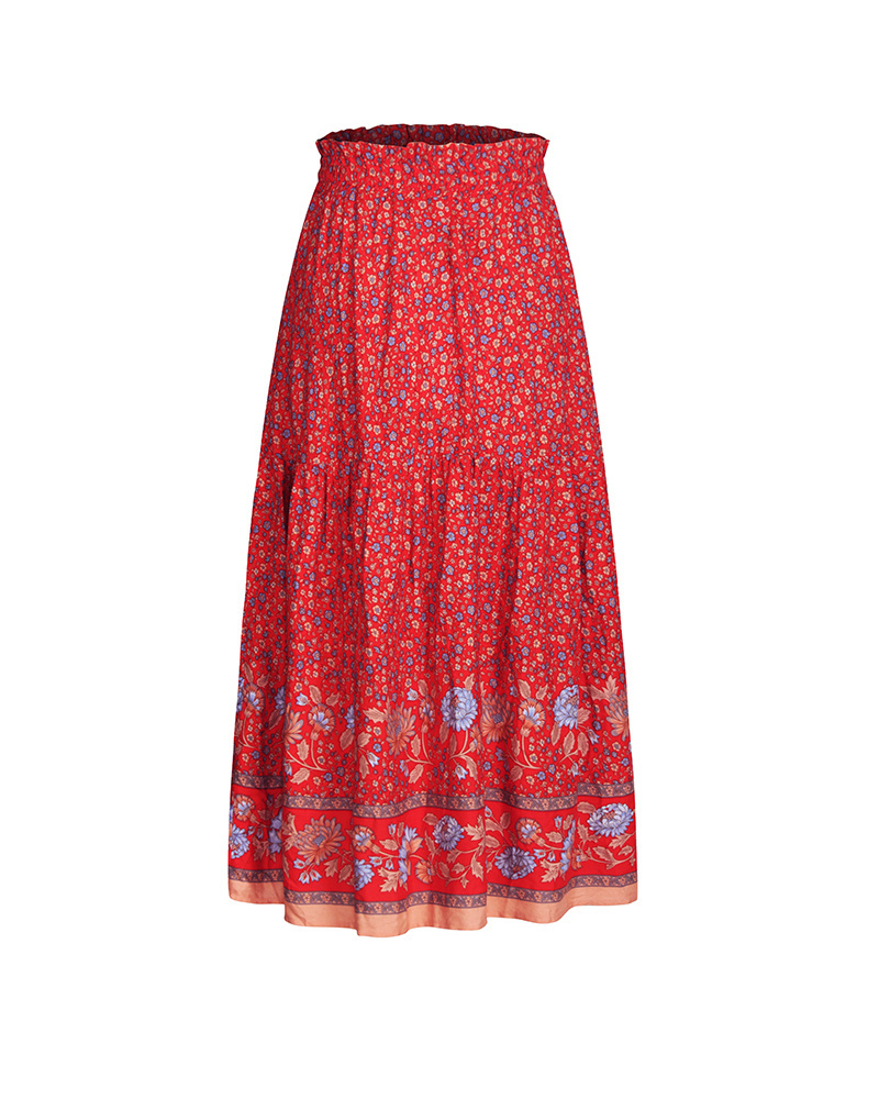 Elegant Temperament Large Swing  Skirt  Holiday Casual Floral Printed Skirts Product