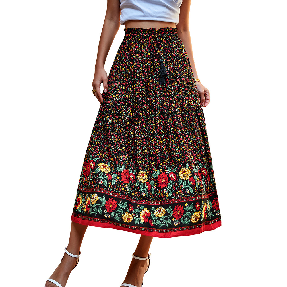 Elegant Temperament Large Swing  Skirt  Holiday Casual Floral Printed Skirts Product