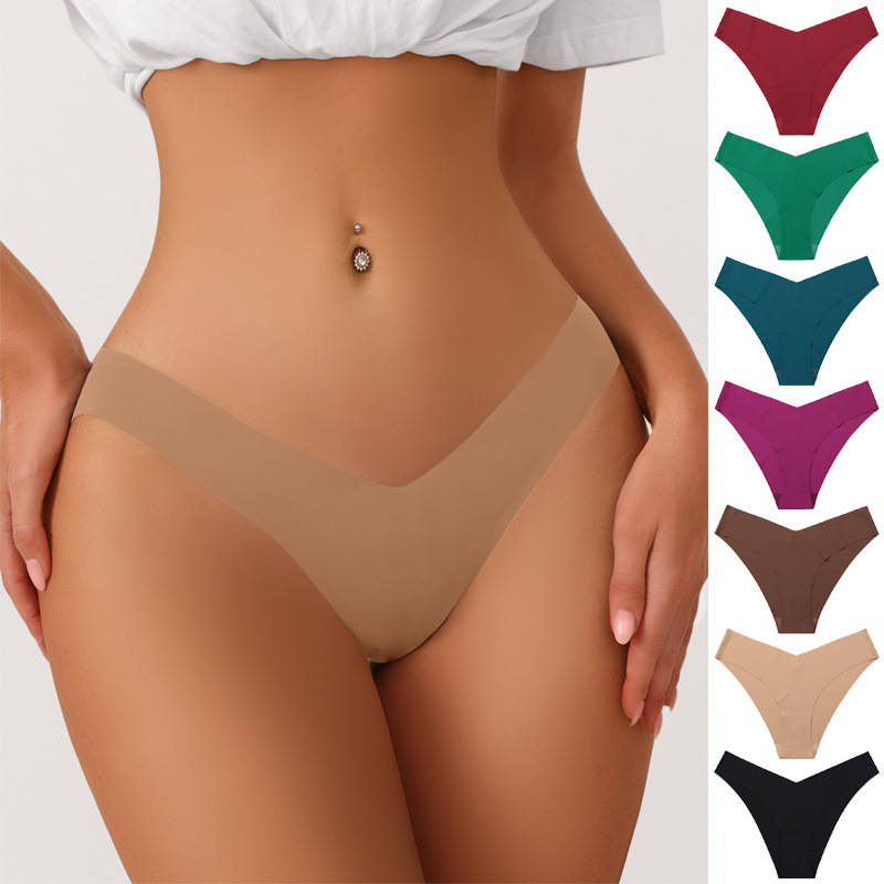 Wholesale Women Comfortable Spandex Ice Silk Underpants Lady Underwear Solid Pictures Of Woman Seamless In Sexy Panties