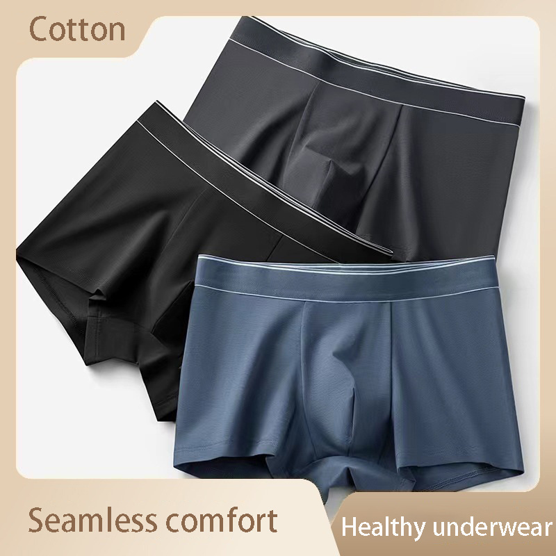 60 Cotton Middle Waist Men's Underwear Pure Color No Mark Breathable Boxers Men Wholesale Four Seasons General