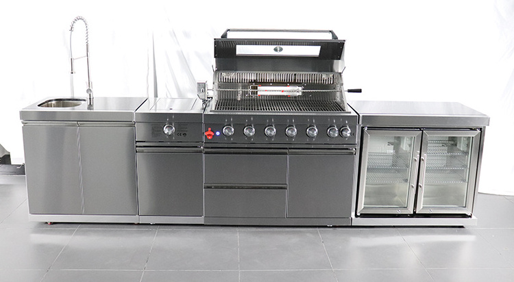 Outdoor Kitchen Free Standing Stainless Steel Commercial Kitchen Cabinet Barbecue BBQ Gas Grill