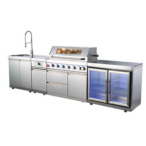 Outdoor Kitchen Free Standing Stainless Steel Commercial Kitchen Cabinet Barbecue BBQ Gas Grill