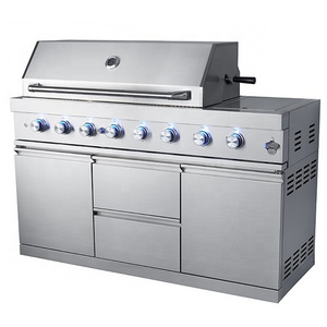 High End Good Quality Stainless Steel BBQ 6 Burner Gas Grill Outdoor Kitchen with AGA / CSA / CE Certificate