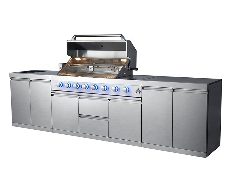 High End Good Quality Stainless Steel BBQ 6 Burner Gas Grill Outdoor Kitchen with AGA / CSA / CE Certificate