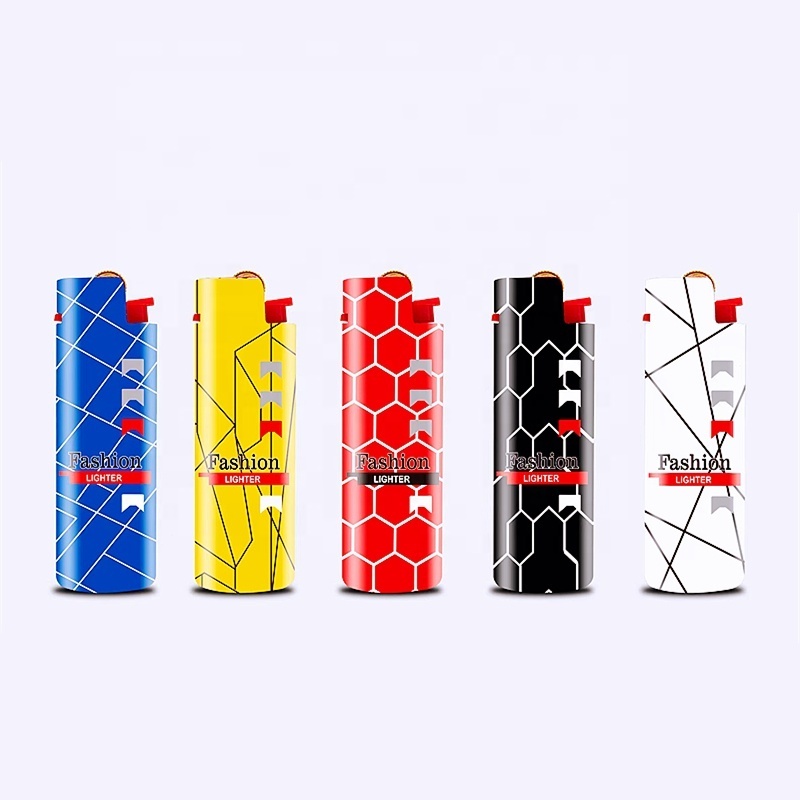 Wholesale new arrive EU standard explosion-proof AC327M custom fancy wrapping sticker metal shell flint lighter