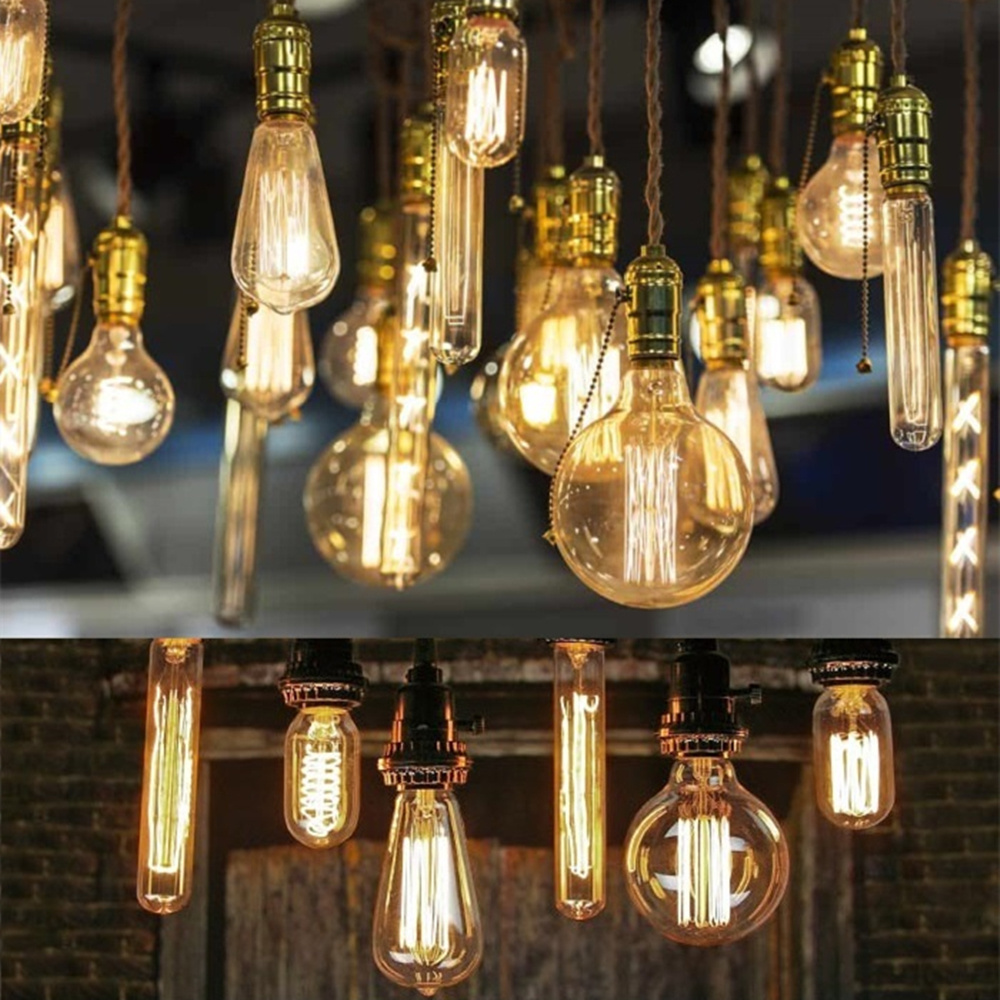 High Quality Vintage Cylinder Amber Edison Bulb A19 T30 T45 ST64 G80 G95 G125 Ceiling Lamps Incandescent Filament Antique Bulbs