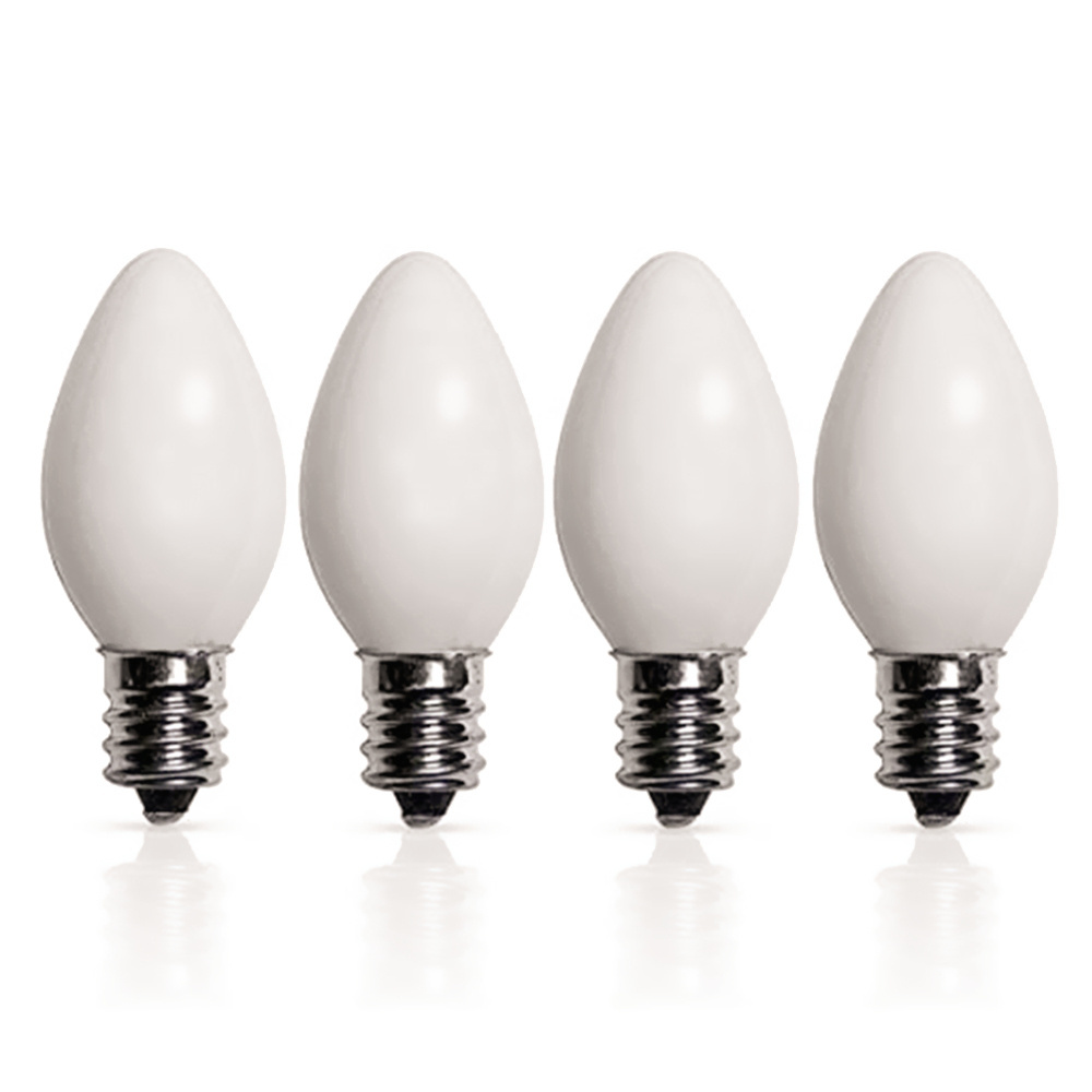 7 Watts Ceramic White Colored Light Bulb C7 120 Volts E12 Candelabra Base Bulbs for Night Lights String Lights and Holiday Decor