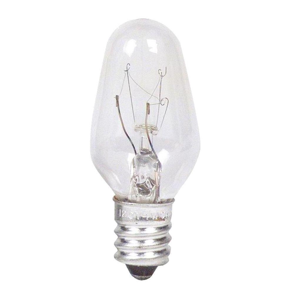 7 Watt C7 Night Light Replacement Bulb Long Life 130 Volt Clear Glass E12 Candelabra Base Candle Incandescent Light Bulb 25 Pack