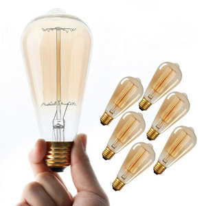 6 Pack Dimmable Edison Style Squirrel Cage Filament Light Bulbs E26 120V ST64 40 Watt 60 Watt Incandescent Bulb Edison Lamp