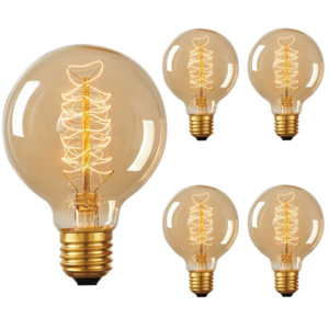 Vintage Edison Bulb 60W Dimmable Filament Decorative Light Bulbs G80 G25 110V B26 Base Classic Amber Glass Edison Bulb