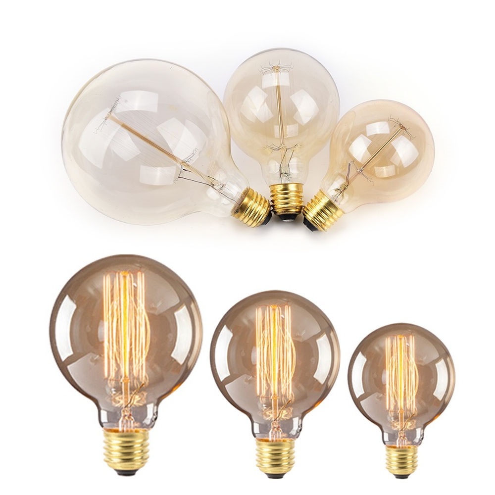 Amber Tinted 40W Vintage Antique Light Bulbs G25 / G30 / G40 ( G80 / G95 / G125 ) Multiple Tungsten Filament Globes Edison Bulbs