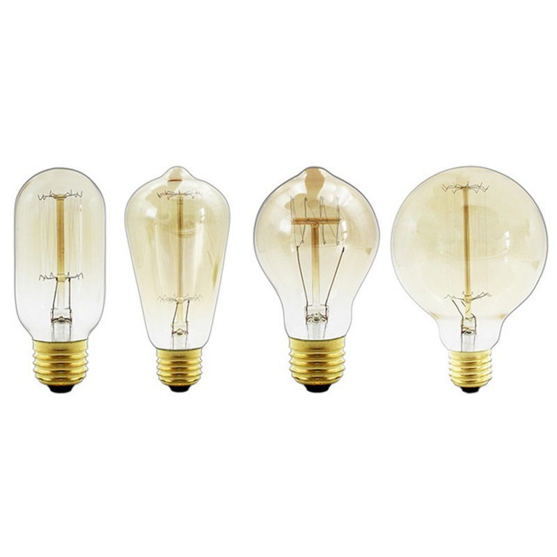 60 Watt Incandescent Light Bulbs Amber Glass Antique Vintage Old Fashion E26 120V Dimmable ST64 T45 G80 A19 Edison Light Bulbs