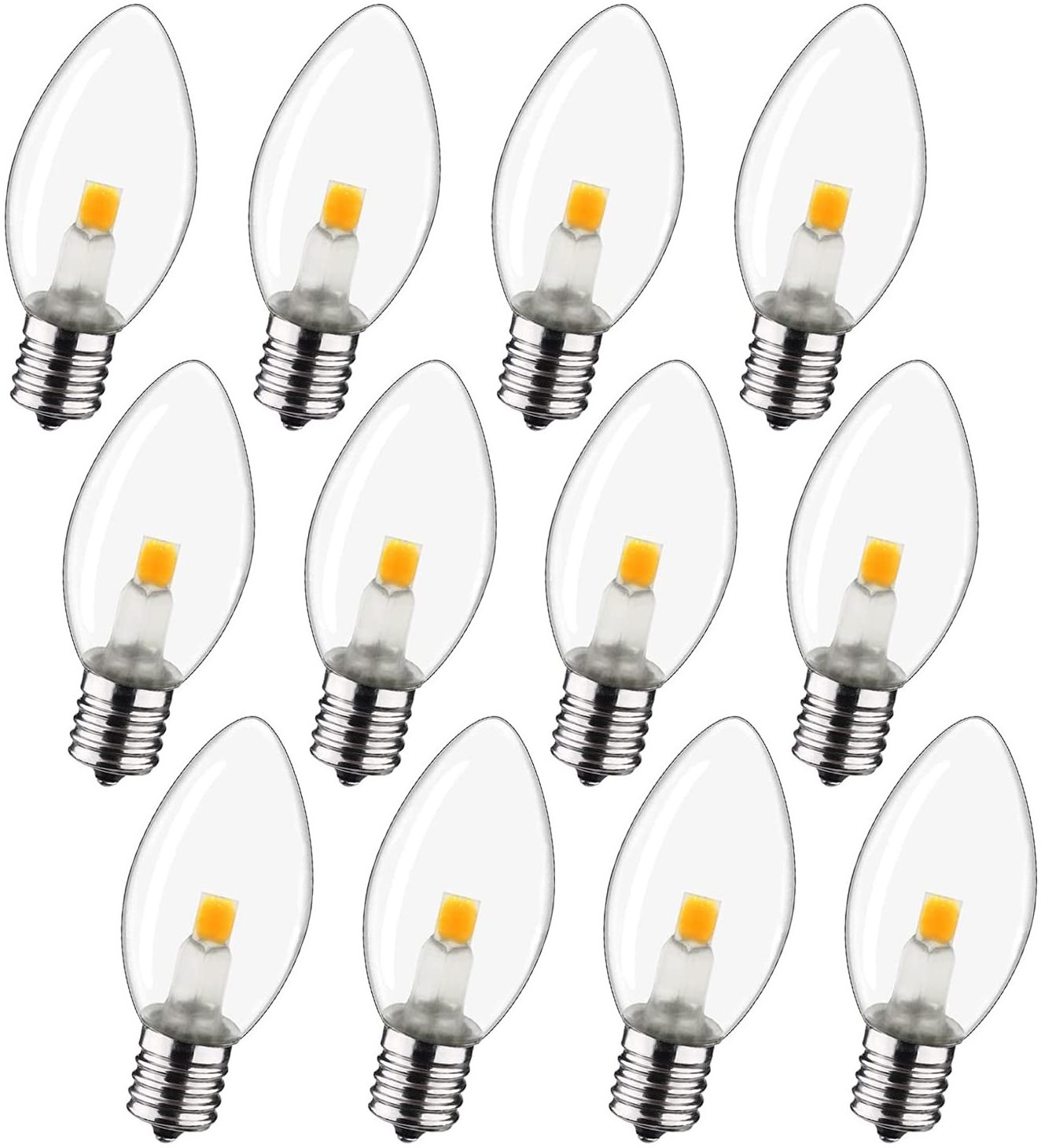 120V 2700K LED Night Light Bulb C7 E12 LED Candelabra Light Bulbs 0.6 Watt Equivalent 7W Incandescent Bulb Replacement Lamp