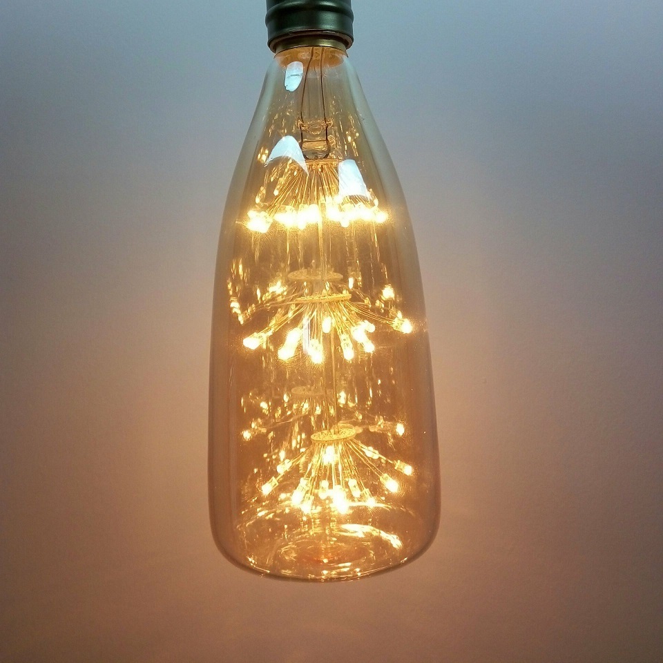 New design Retro 2 Watt beer bottle shape led vintage bulb 220V E27 dimmable LED Fireworks Filament Bulb for Decoration