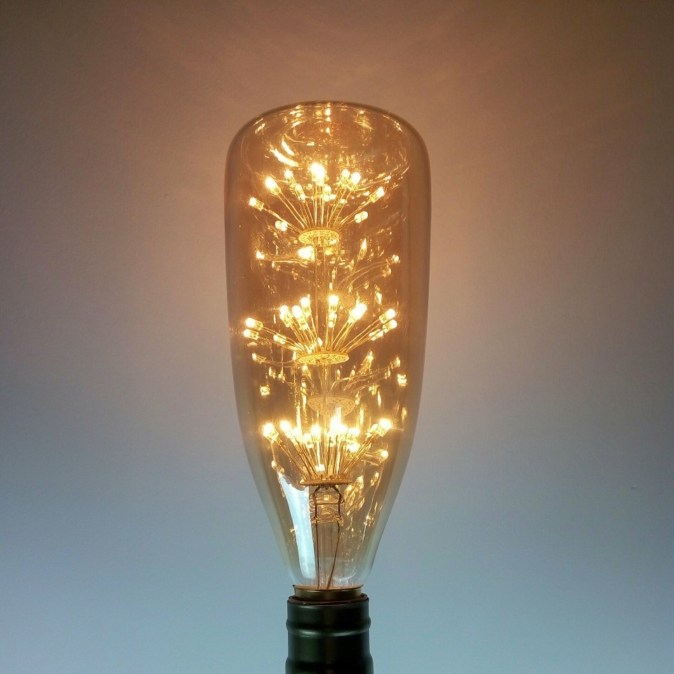 New design Retro 2 Watt beer bottle shape led vintage bulb 220V E27 dimmable LED Fireworks Filament Bulb for Decoration