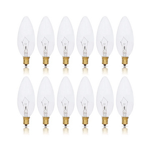 Blunt Tip Candle Crystal Chandelier Clear Incandescent Light Bulbs B10 25W E12 Candelabra Screw Base Decorative Vintage Bulb C32