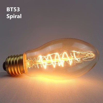 China Sales incandescent Light Bulb 220V 40W Spiral Filament Vintage Edison Lamp Bulbs BT53 For  Home Decor