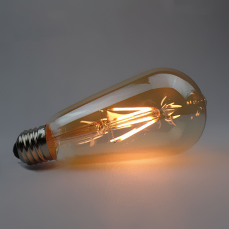 60W Equivalent 6W 120V 220V Vintage LED Filament Bulb ST64 T30 T45 A60 C35 G45 G80 G95 G125 Amber Glass Dimmable LED Edison Bulb