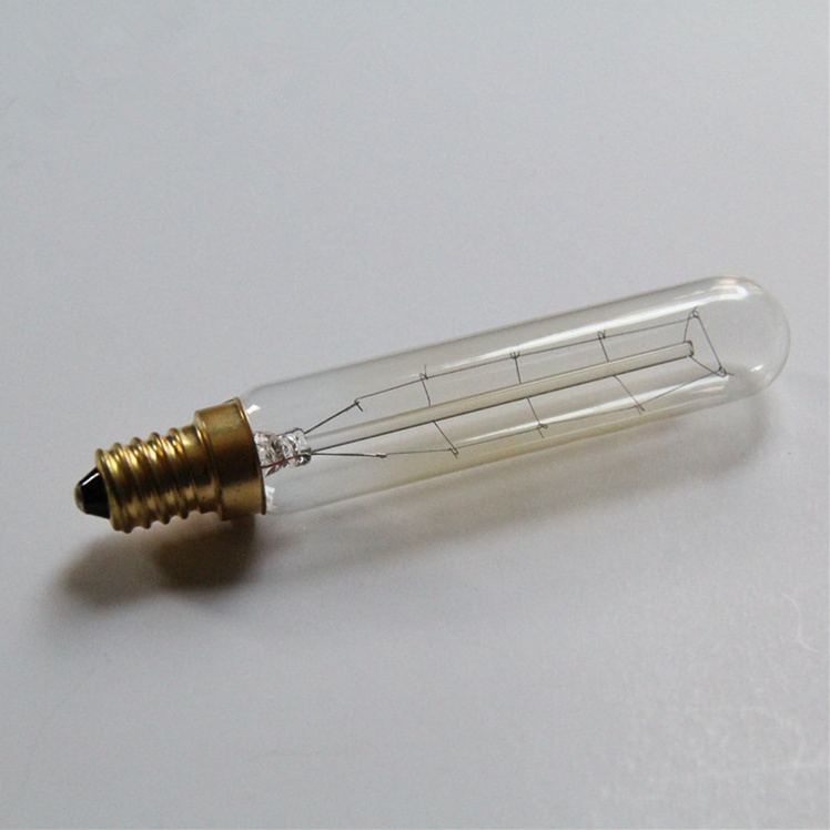 T20 E12 SES Vintage Edison Tungsten Filament Tube Bulb 25 Watt Incandescent Light Bulb For Vintage Church Candlestick Chandelier