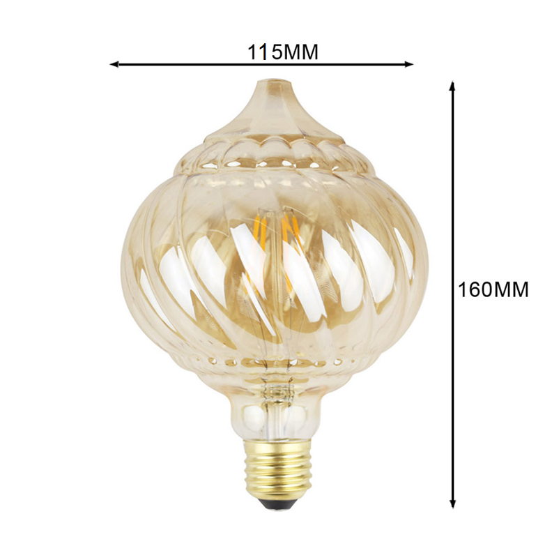 Pumpkin led lantern lamp bulb E27 twist cone straight LED filament Edison bulb 220V 4W dimmable energy saving vintage light bulb