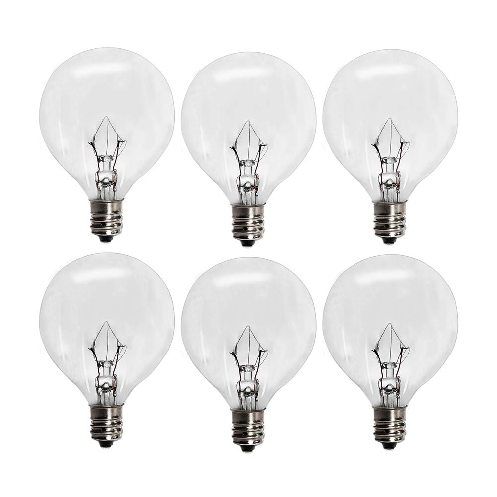 25 Watt Replacement Bulbs G16.5 Globe E12 Incandescent Candelabra Base Clear Glass Light Bulbs G50 for Candle Wax Warmer