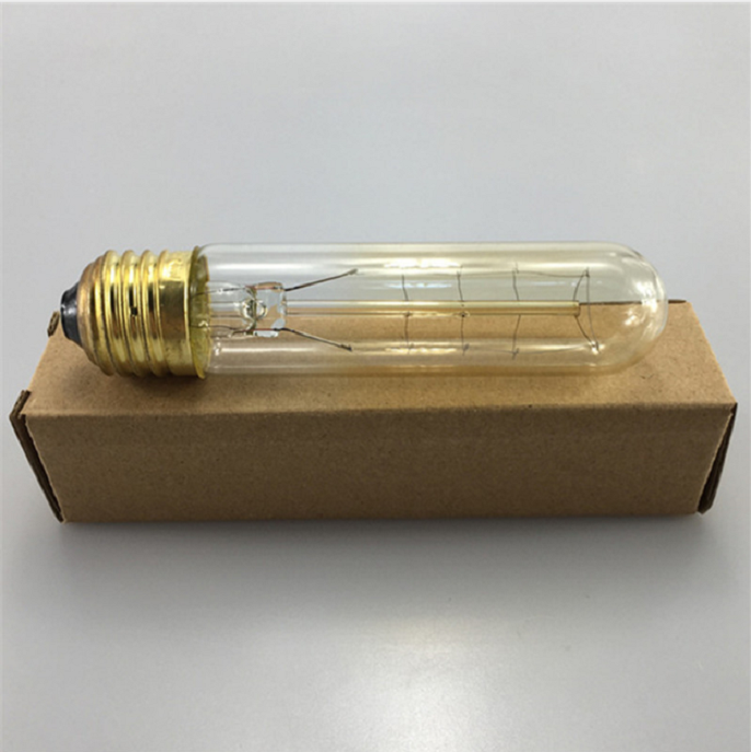 40 Watt T10 Clear Tubular Incandescent Light Bulb 120V E26 Medium Base Vintage Edison Bulbs T30