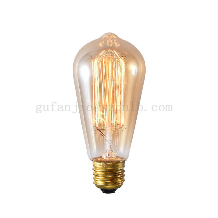 E26 e27 b22 120v 220v squirrel cage tungsten filament edison bulbs st58 teardrop 25w 40w 60w edison style light bulb