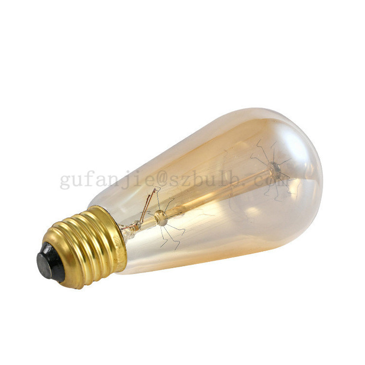 E26 e27 b22 120v 220v squirrel cage tungsten filament edison bulbs st58 teardrop 25w 40w 60w edison style light bulb