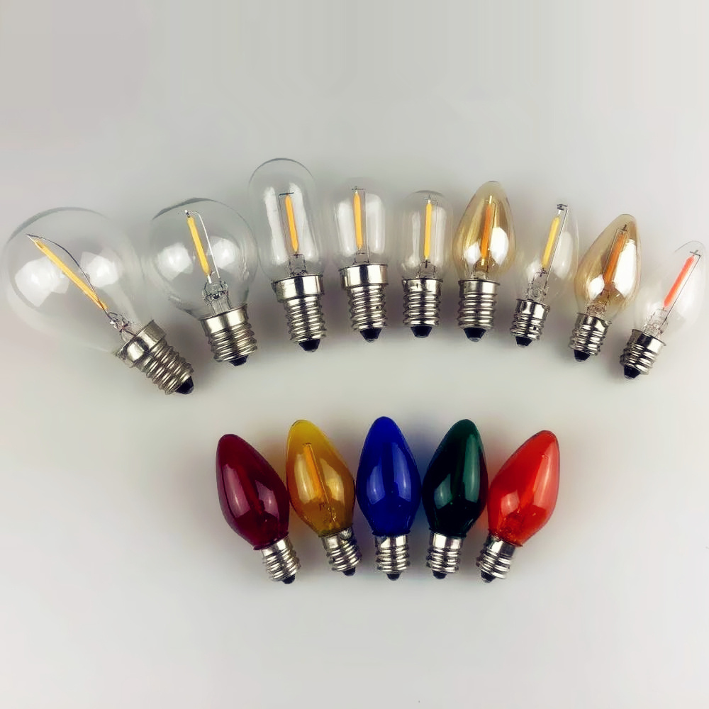 E12 E14 Edison LED Filament Indicator Mini Bulb 0.5W 1W Vintage LED Light Bulbs C7 C9 C26 T20 T22 ST26 G40 G45 Chandelier Lamp