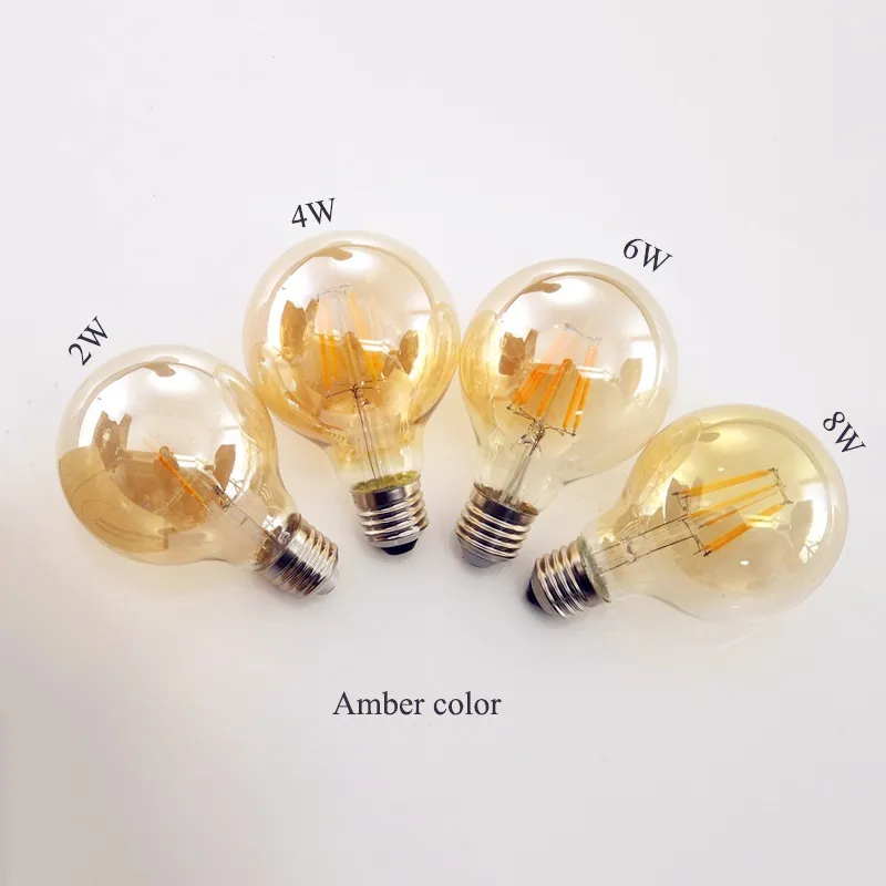 C35 G45 T30 T45 ST64 A60 G80 G95 G125 Dimmable Vintage LED filament edison light bulb E26 E27 B22 2700K 3000K 4000K led lamp