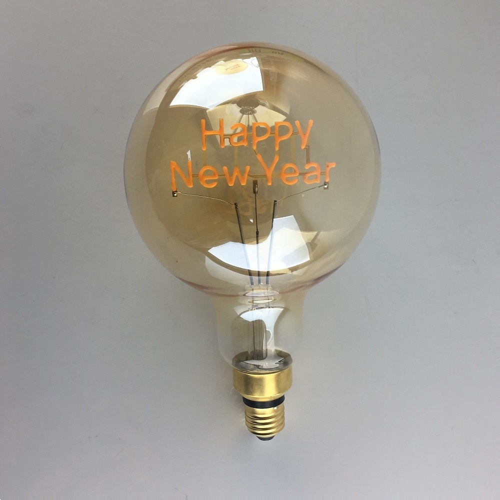 amber glass dimmable soft filament happy new year warm white 4W 220-240V E27 Decorative edison style Led Light Bulb G200