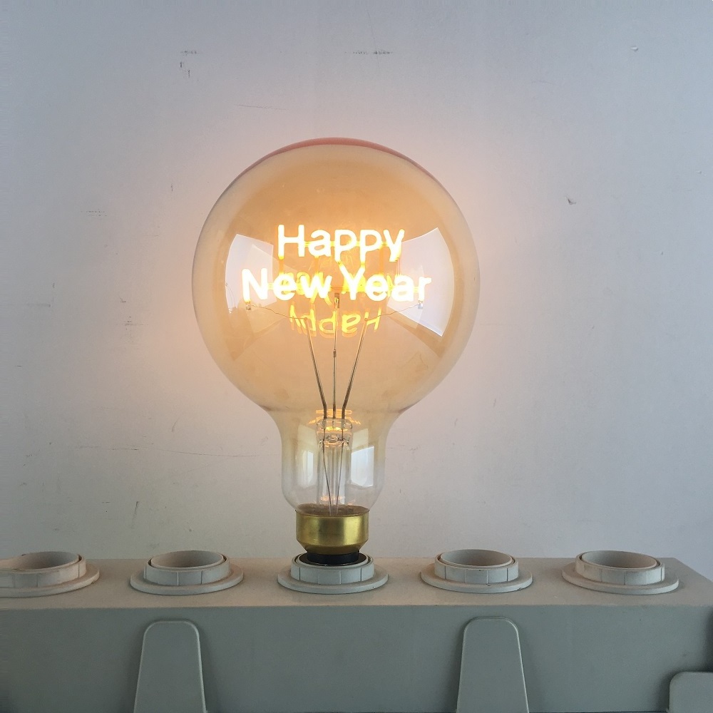 amber glass dimmable soft filament happy new year warm white 4W 220-240V E27 Decorative edison style Led Light Bulb G200