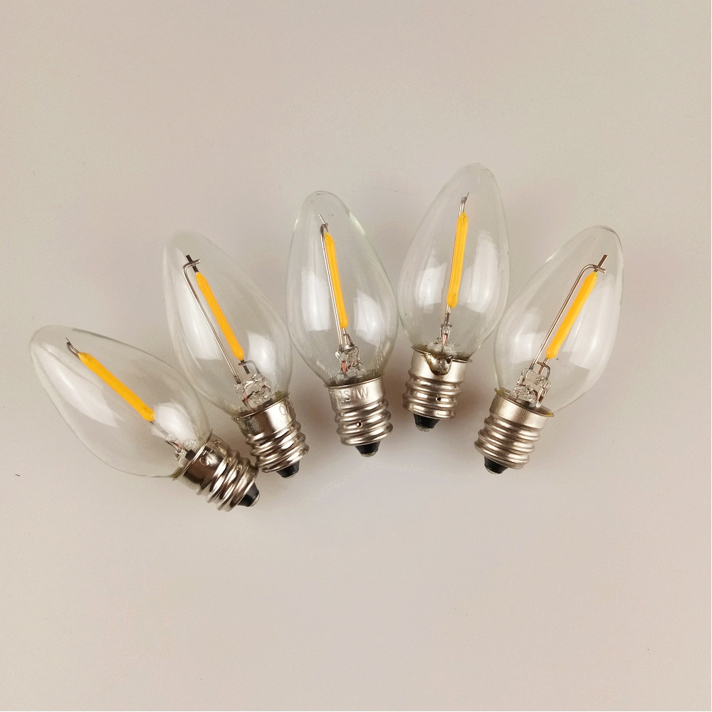 Popular C7 LED Filament Candelabra Bulb 0.5W E12 120V Vintage Night Light Bulb Warm Yellow 5 Watt Equivalent Dimmable LED Lamp