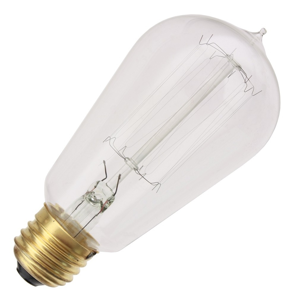 Amber / Clear Incandescent Light Bulb Squirrel Cage Filament Teardrop E26 120V 40 Watt 60 Watt Vintage Edison Light Bulb ST58