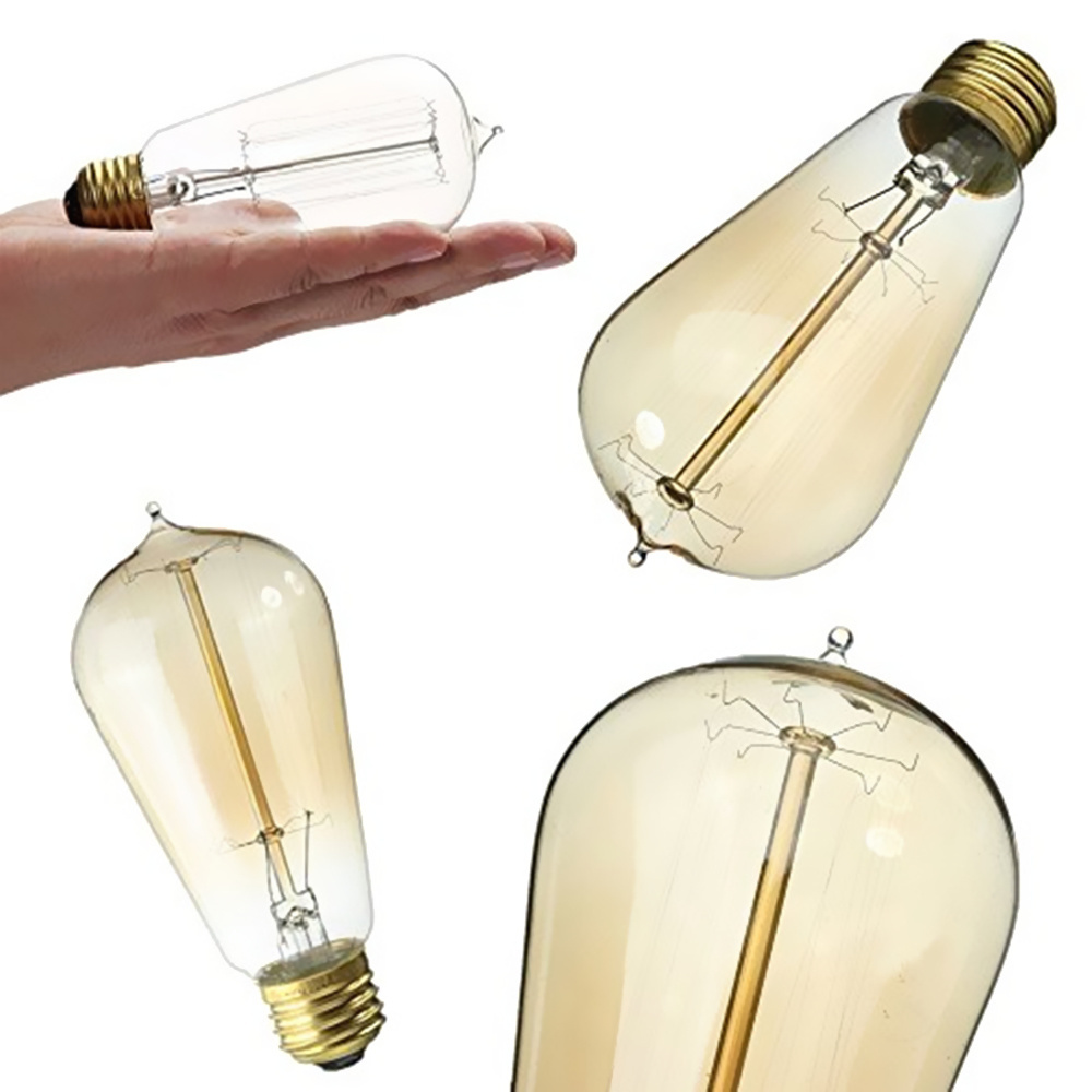 Amber / Clear Incandescent Light Bulb Squirrel Cage Filament Teardrop E26 120V 40 Watt 60 Watt Vintage Edison Light Bulb ST58