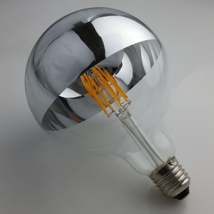 Hot sale 220V E27 2W 4W 6W 8W LED Half Chrome Edison Light Bulb Dimmable G80/ G25 Globe half mirror led filament light bulbs