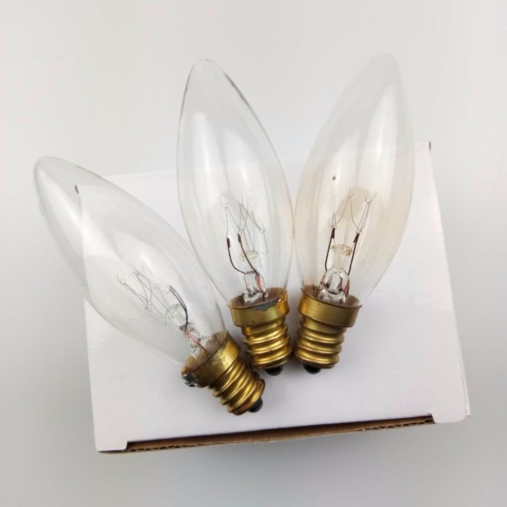 40 Watt Chandelier Light Bulb E12 Candelabra Base 120V C32 Torpedo Tip Shaped Clear Straight Dimmable Incandescent Light Bulbs