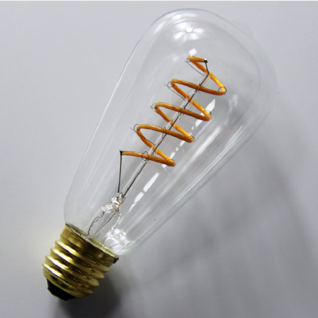 120V E26 4W Dimmable Vintage LED Edison Bulbs Warm White 2700K Antique Flexible Spiral LED Filament Light Bulbs ST64 (ST19)