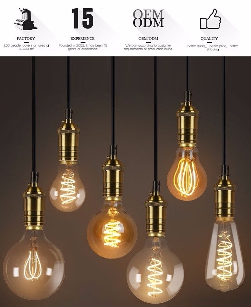 120V E26 4W Dimmable Vintage LED Edison Bulbs Warm White 2700K Antique Flexible Spiral LED Filament Light Bulbs ST64 (ST19)