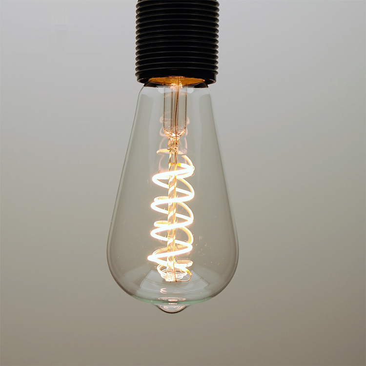 120V E26 4W Dimmable Vintage LED Edison Bulbs Warm White 2700K Antique Flexible Spiral LED Filament Light Bulbs ST64 (ST19)