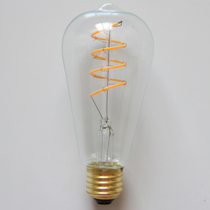 120V E26 4W Dimmable Vintage LED Edison Bulbs Warm White 2700K Antique Flexible Spiral LED Filament Light Bulbs ST64 (ST19)