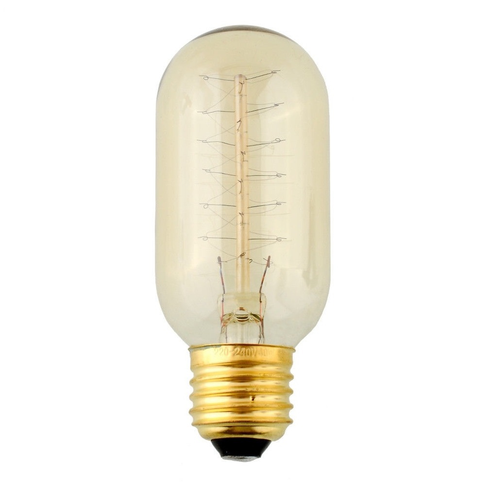 Edison Light Bulb 40 Watt E27 E26 Amber Glass T45 Tubular Bulbs Vintage Dimmable Incandescent Light Bulb for Home Light Fixtures